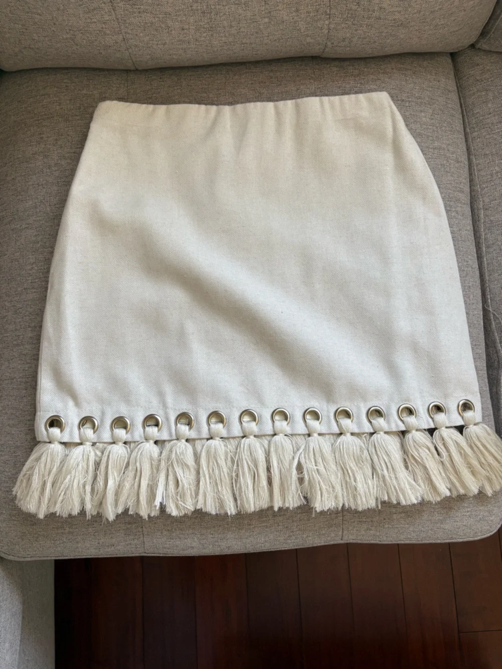 Lulu's Belinda Beige Tassel Mini Skirt - Picture 3 of 7